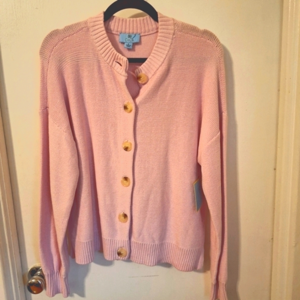 CeCe Pink Button Front Cardigan Size Medium